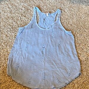 Express Light Blue Distressed Racerback Tank - Women